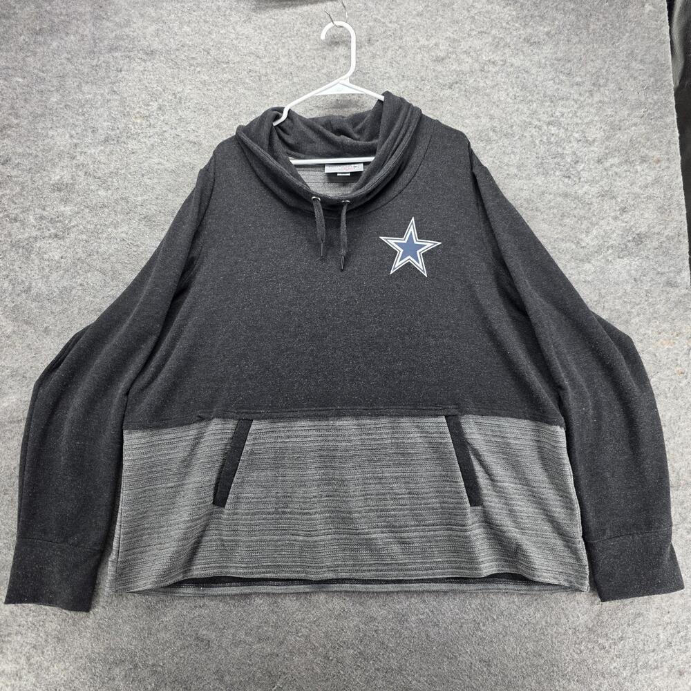 Cowboys HerStyle Hoodie Womens 2X Gray Pullover Hooded Pockets Graphic Print
